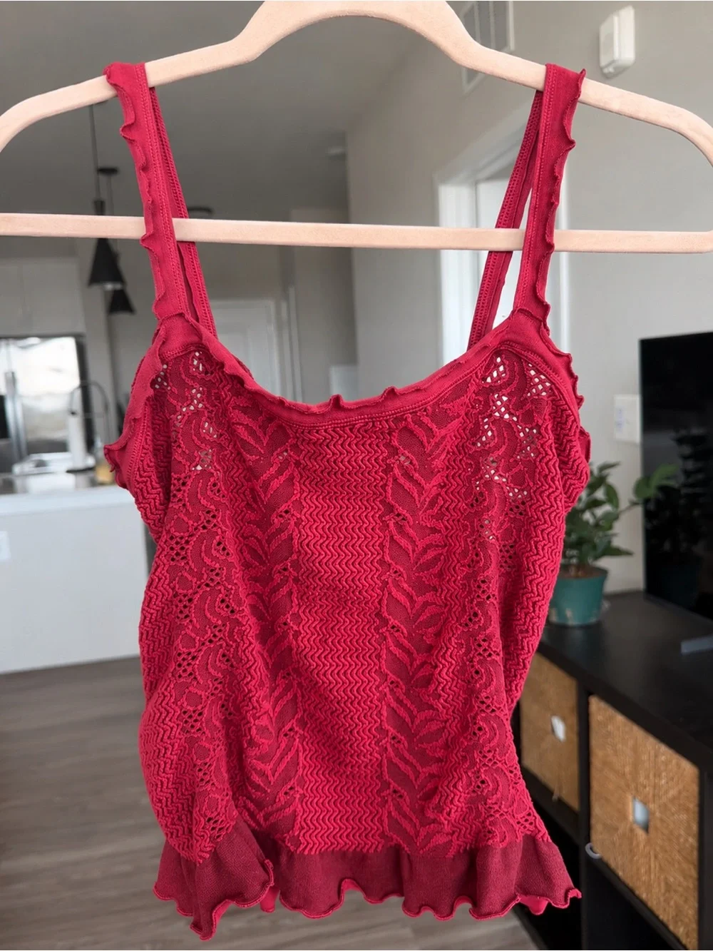Free People So Soft Frill Square Neck Tank NWT Size M/L Intimately Cami Top